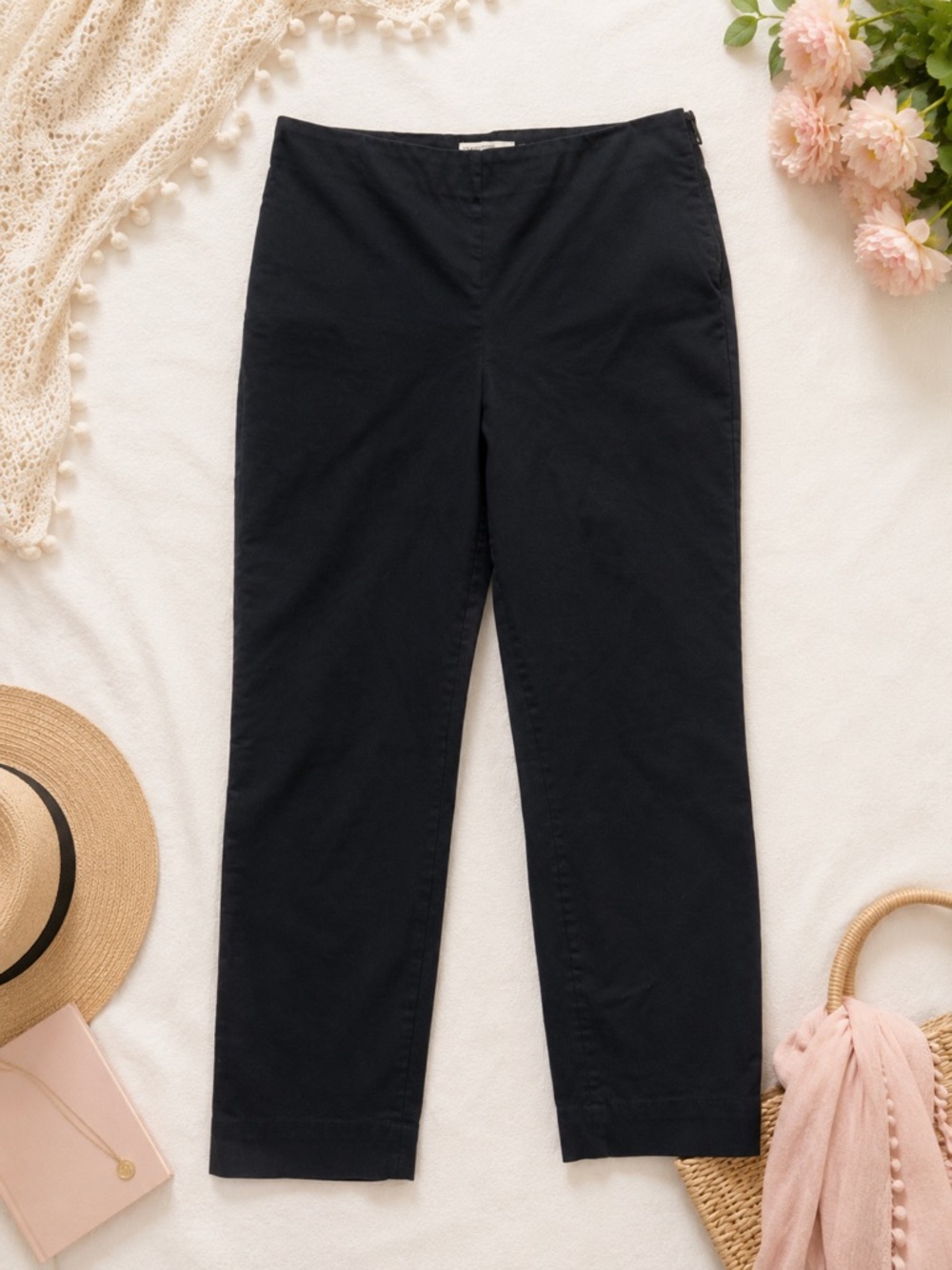 Everlane Black Cotton Stretch Straight Leg Pants Size 10